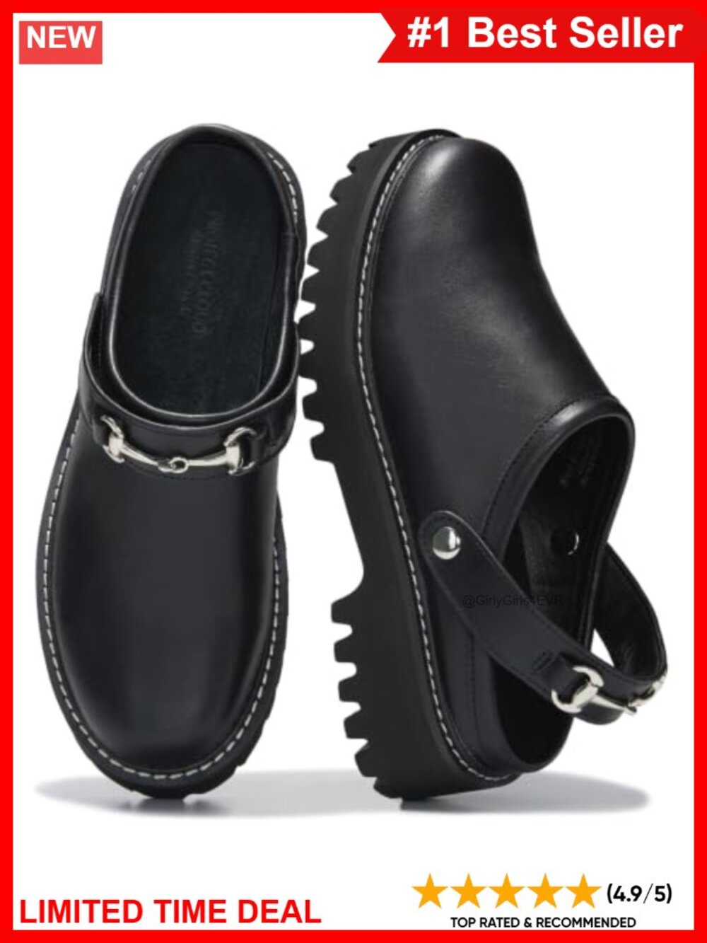Genuine Leather Platform Clogs Slingback Memory Foam Women